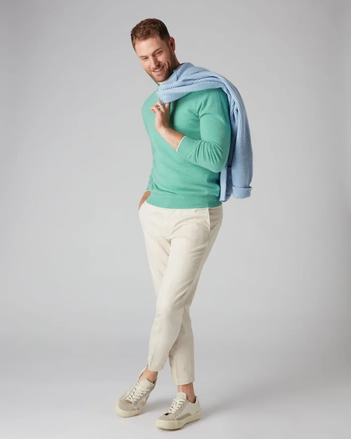 NPeal Half and Full Zip Knitwear Men The Carnaby Half Zip Cashmere Jumper Palm Green