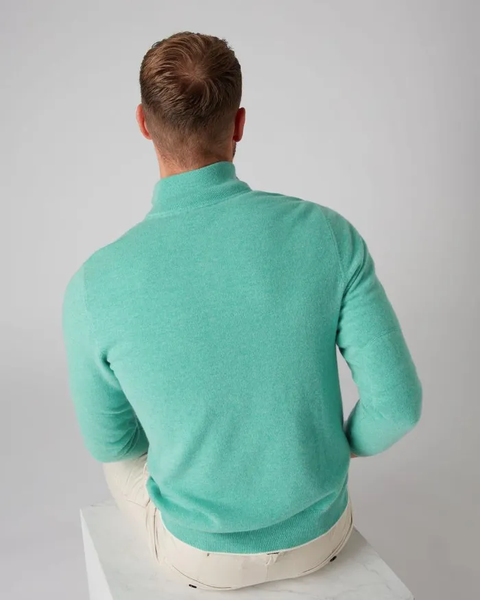 NPeal Half and Full Zip Knitwear Men The Carnaby Half Zip Cashmere Jumper Palm Green