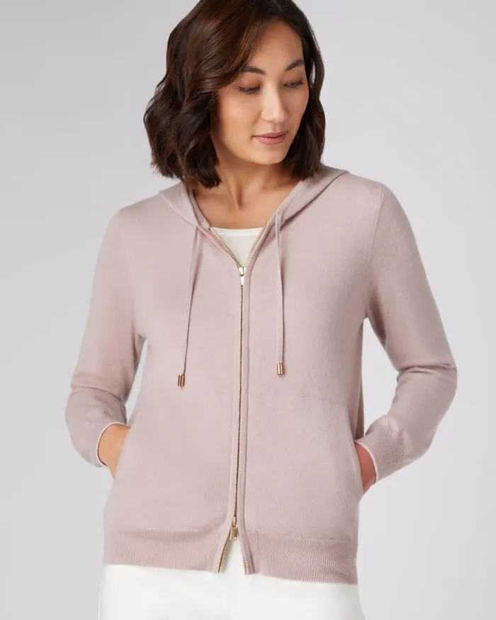 NPeal Half and Full Zip Knitwear Women Cashmere Hoodie Canvas Pink