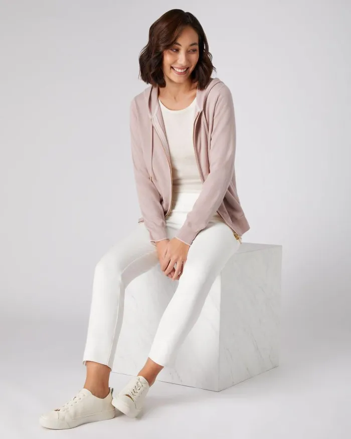 NPeal Half and Full Zip Knitwear Women Cashmere Hoodie Canvas Pink