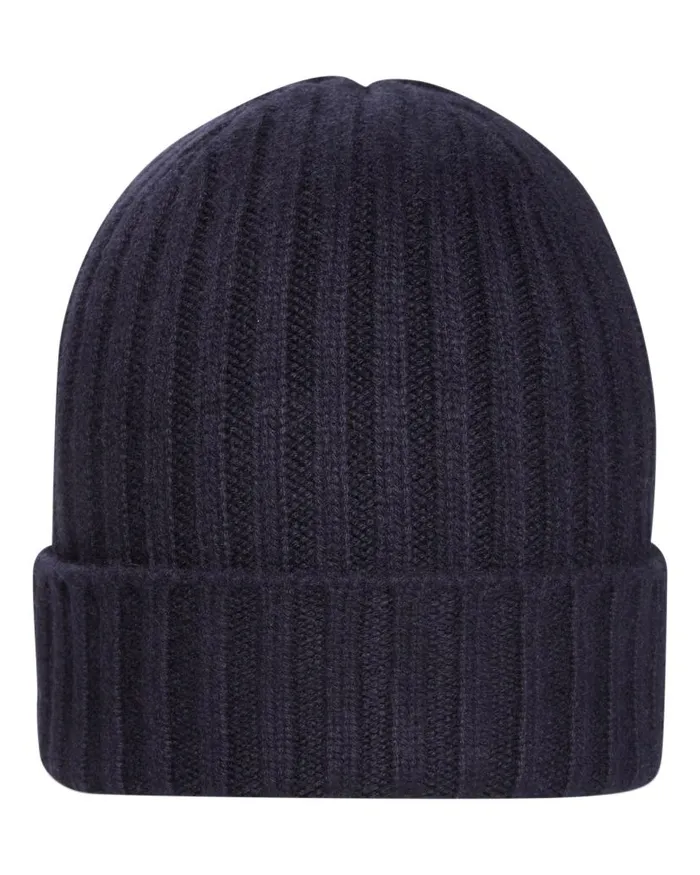 NPeal Hats WomenMen Unisex Chunky Ribbed Cashmere Hat Navy Blue