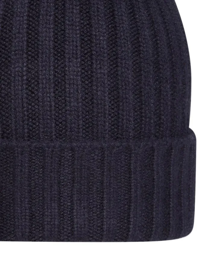 NPeal Hats WomenMen Unisex Chunky Ribbed Cashmere Hat Navy Blue