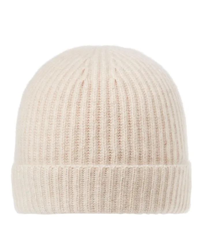 NPeal Hats WomenMen Unisex Ribbed Cashmere Hat Heather Beige Brown