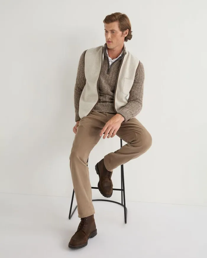 NPeal Jumpers Men Albemarle Cable Half Zip Cashmere Jumper Heather Hazel Brown