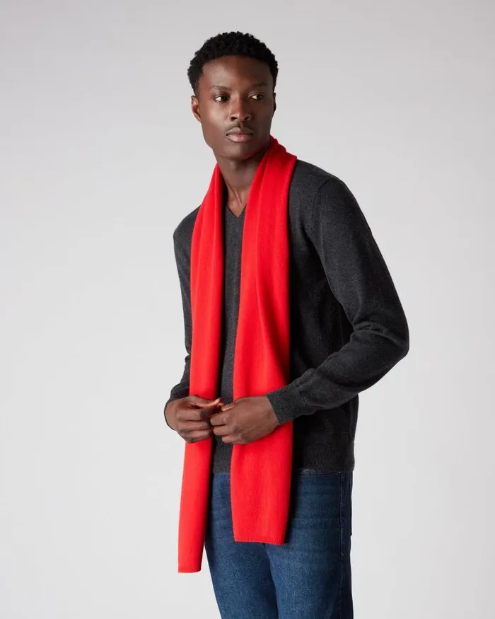 NPeal Jumpers Men Burlington V Neck Cashmere Jumper Dark Charcoal Grey