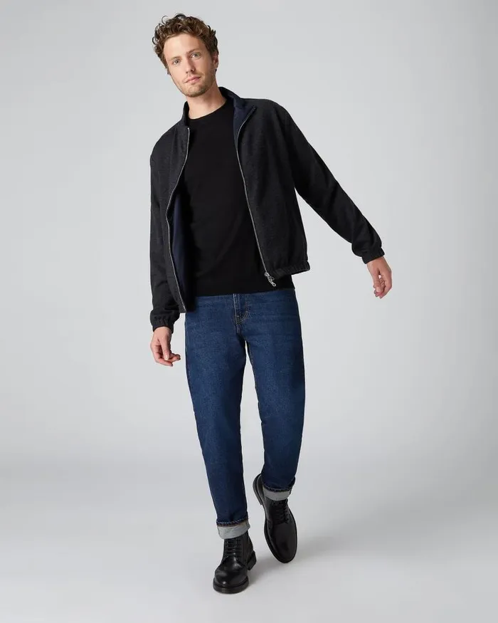 NPeal Jumpers Men Covent Fine Gauge Cashmere Round Neck Jumper Black