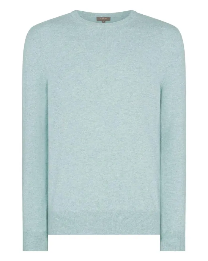 NPeal Jumpers Men Oxford Round Neck Cashmere Jumper Oasis Green
