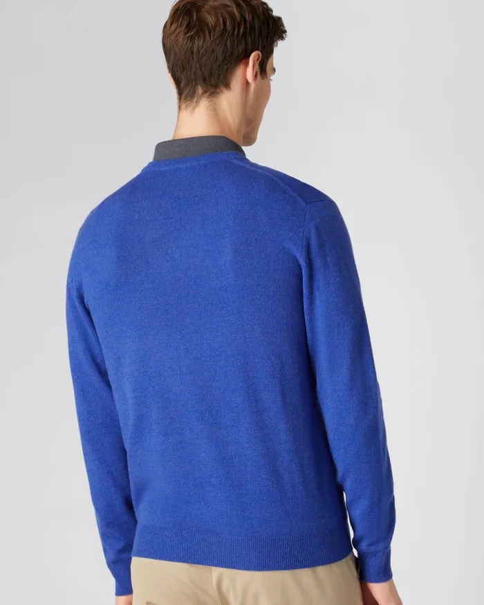 NPeal Jumpers Men The Burlington V Neck Cashmere Jumper Nile Blue