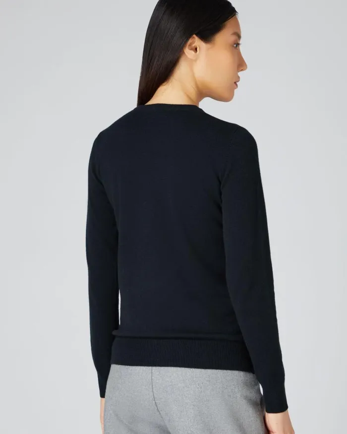 NPeal Jumpers Women Evie Classic Round Neck Cashmere Jumper Black