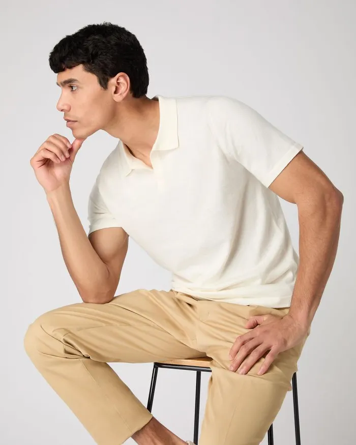 NPeal Polos and Tshirts Men Polo Cotton Cashmere TShirt New Ivory White