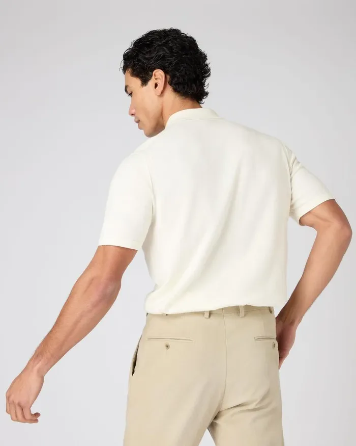 NPeal Polos and Tshirts Men Polzeath Cotton Cashmere Polo TShirt New Ivory White