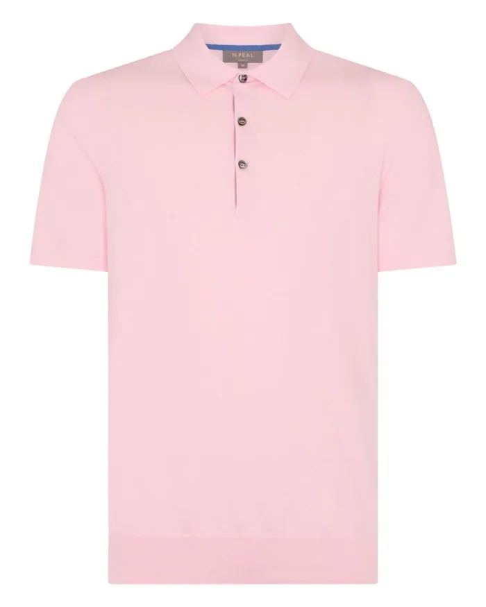 NPeal Polos and Tshirts Men Polzeath Cotton Cashmere Polo TShirt Spring Pink