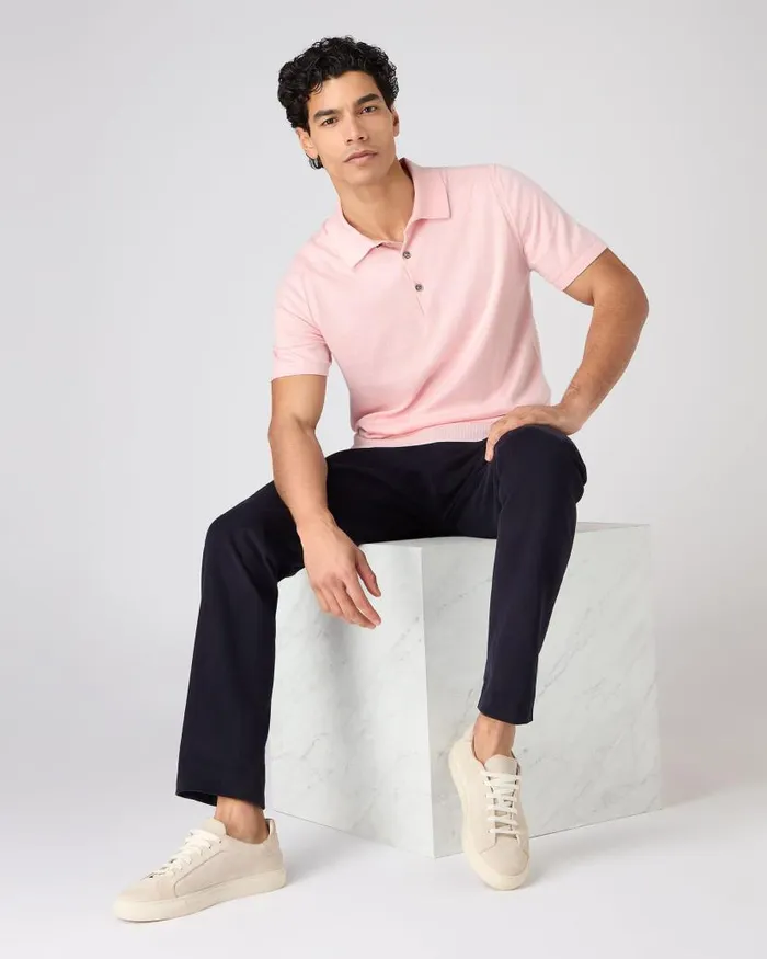 NPeal Polos and Tshirts Men Polzeath Cotton Cashmere Polo TShirt Spring Pink