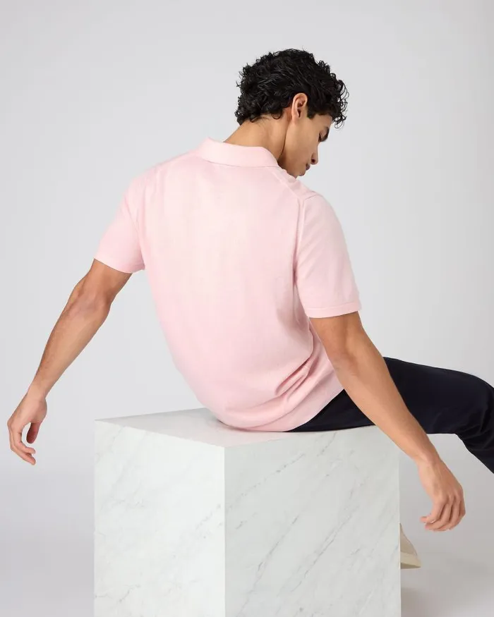 NPeal Polos and Tshirts Men Polzeath Cotton Cashmere Polo TShirt Spring Pink