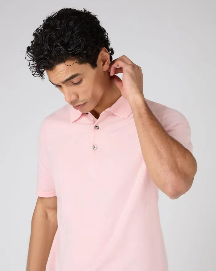 NPeal Polos and Tshirts Men Polzeath Cotton Cashmere Polo TShirt Spring Pink