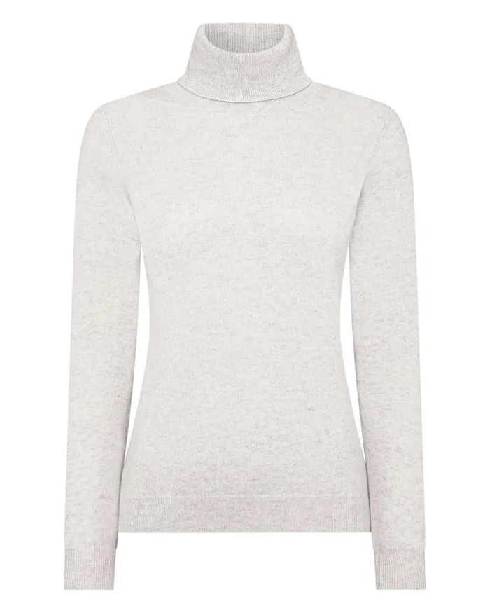 NPeal Roll Necks Women Luna Roll Neck Cashmere Jumper Pebble Grey