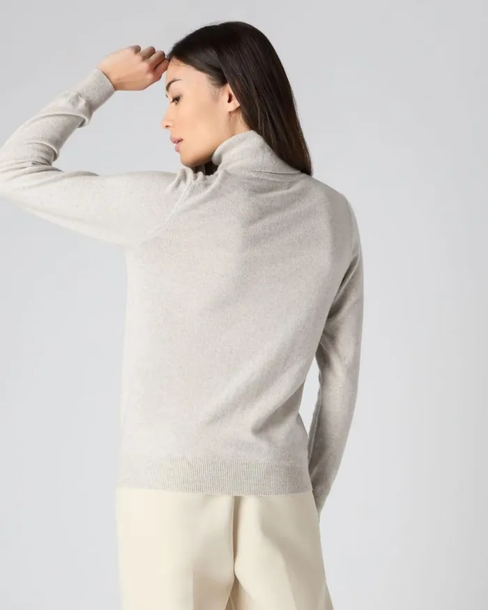 NPeal Roll Necks Women Luna Roll Neck Cashmere Jumper Pebble Grey