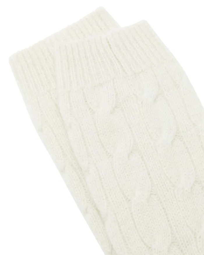 NPeal Slippers and Socks Women Cable Cashmere House Socks New Ivory White