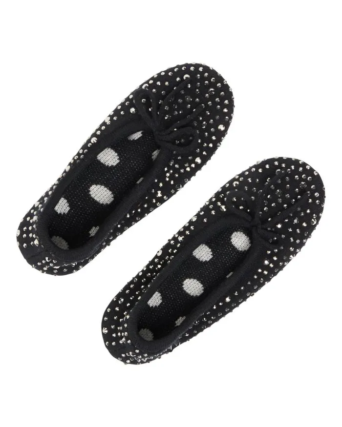 NPeal Slippers and Socks Women Jewelled Cashmere Slippers Black