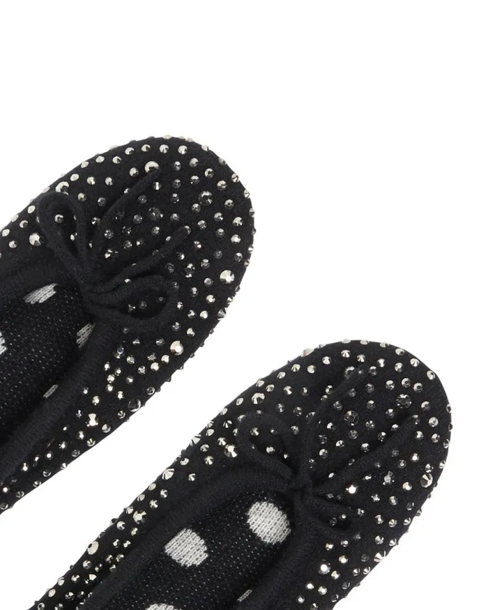 NPeal Slippers and Socks Women Jewelled Cashmere Slippers Black