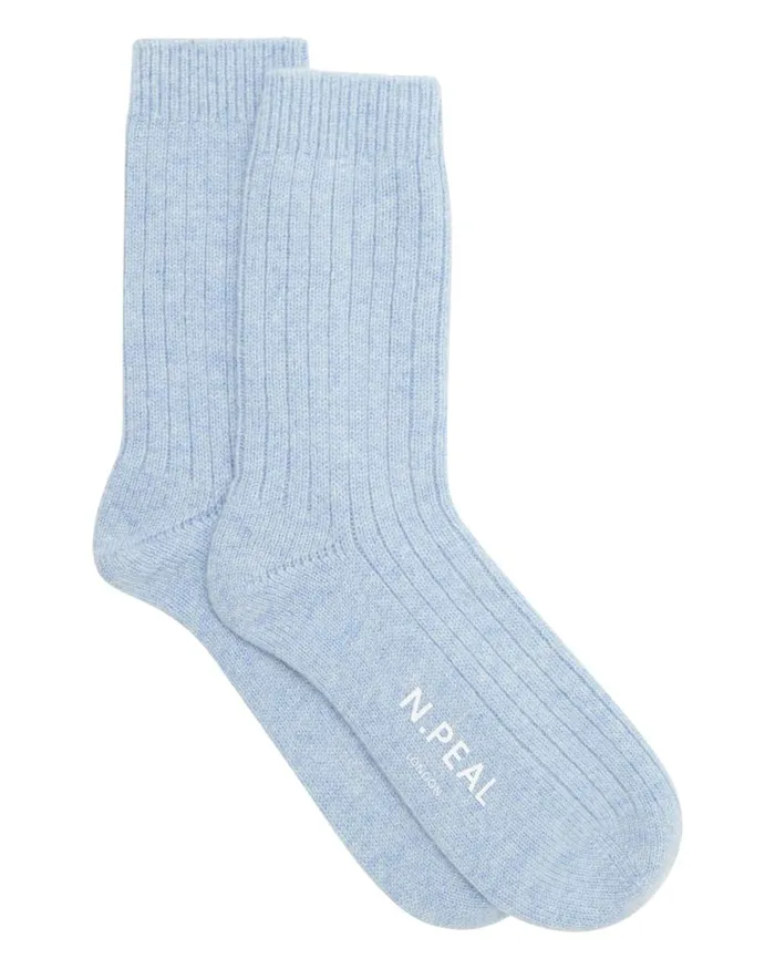 NPeal Slippers and Socks Women Rib Cashmere House Socks Cornflower Blue