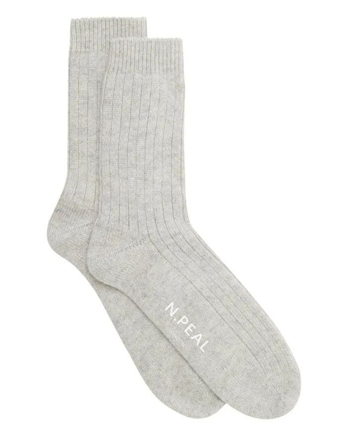 NPeal Slippers and Socks Women Rib Cashmere House Socks Fumo Grey