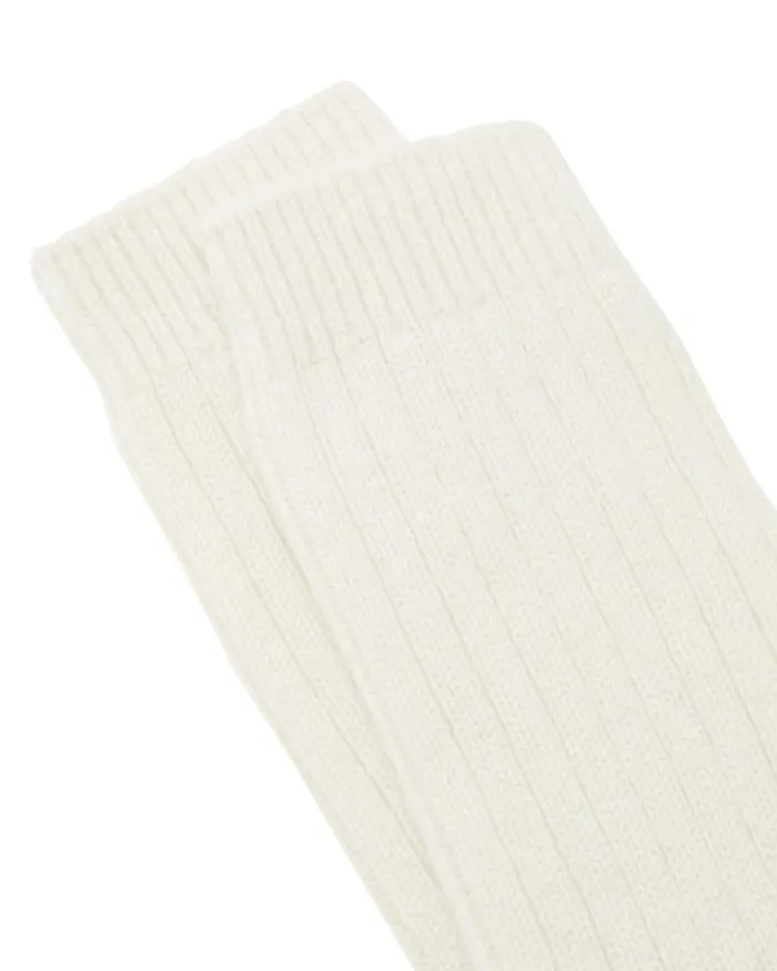 NPeal Slippers and Socks Women Rib Cashmere House Socks New Ivory White