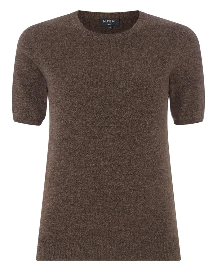 NPeal Tops and Tshirts Women 007 Round Neck Cashmere T Shirt Moorland Brown