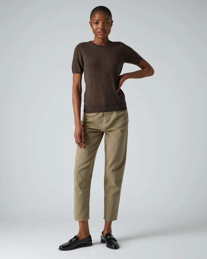 NPeal Tops and Tshirts Women 007 Round Neck Cashmere T Shirt Moorland Brown