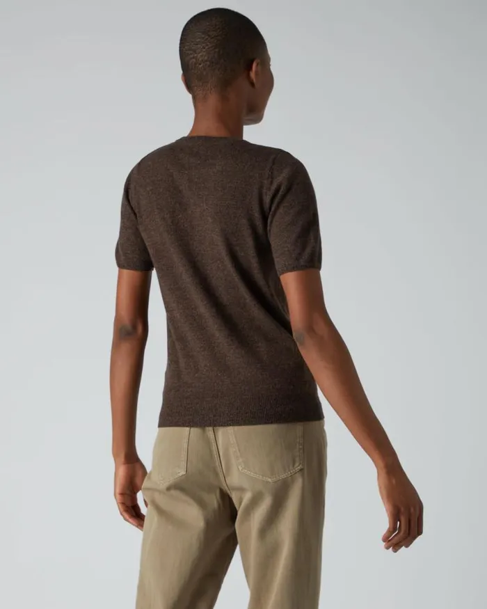 NPeal Tops and Tshirts Women 007 Round Neck Cashmere T Shirt Moorland Brown