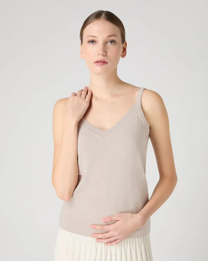 NPeal Tops and Tshirts Women Cotton Cashmere Camisole Sandstone Brown