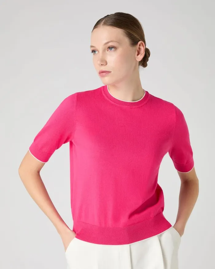 NPeal Tops and Tshirts Women Cotton Cashmere TShirt Crush Pink