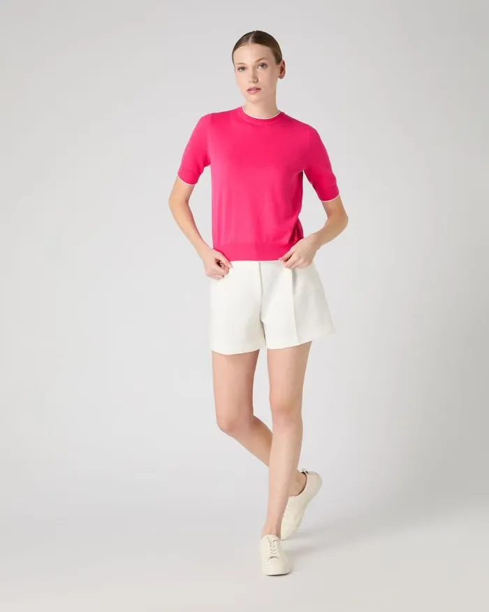 NPeal Tops and Tshirts Women Cotton Cashmere TShirt Crush Pink