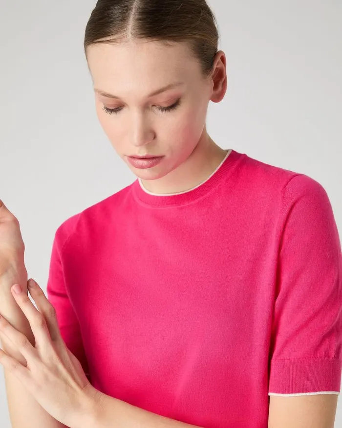 NPeal Tops and Tshirts Women Cotton Cashmere TShirt Crush Pink