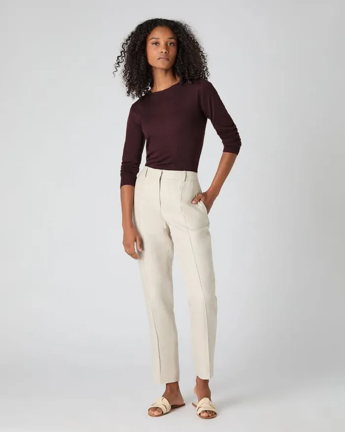 NPeal Tops and Tshirts Women Eden Superfine Cashmere Round Neck Top Clove Brown