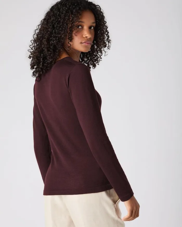 NPeal Tops and Tshirts Women Eden Superfine Cashmere Round Neck Top Clove Brown