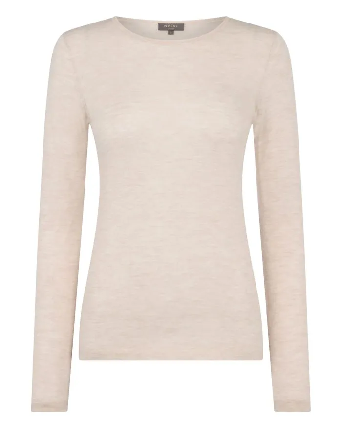 NPeal Tops and Tshirts Women Eden Superfine Cashmere Round Neck Top Sandstone Brown