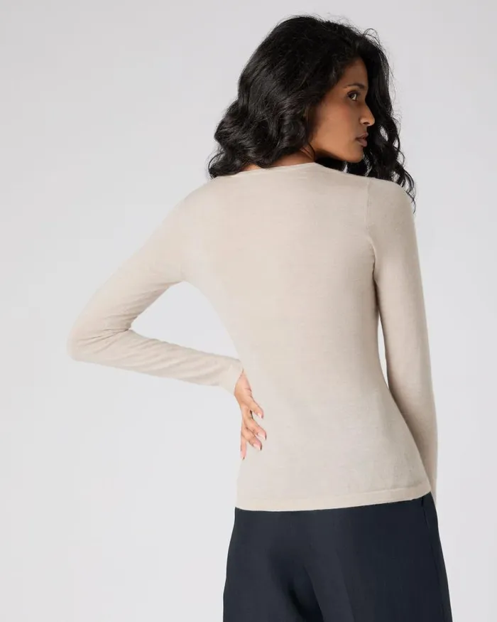 NPeal Tops and Tshirts Women Eden Superfine Cashmere Round Neck Top Sandstone Brown