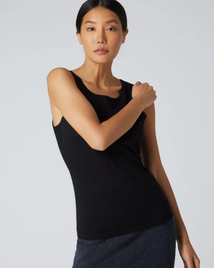 NPeal Tops and Tshirts Women Ella Superfine Cashmere Shell Top Black