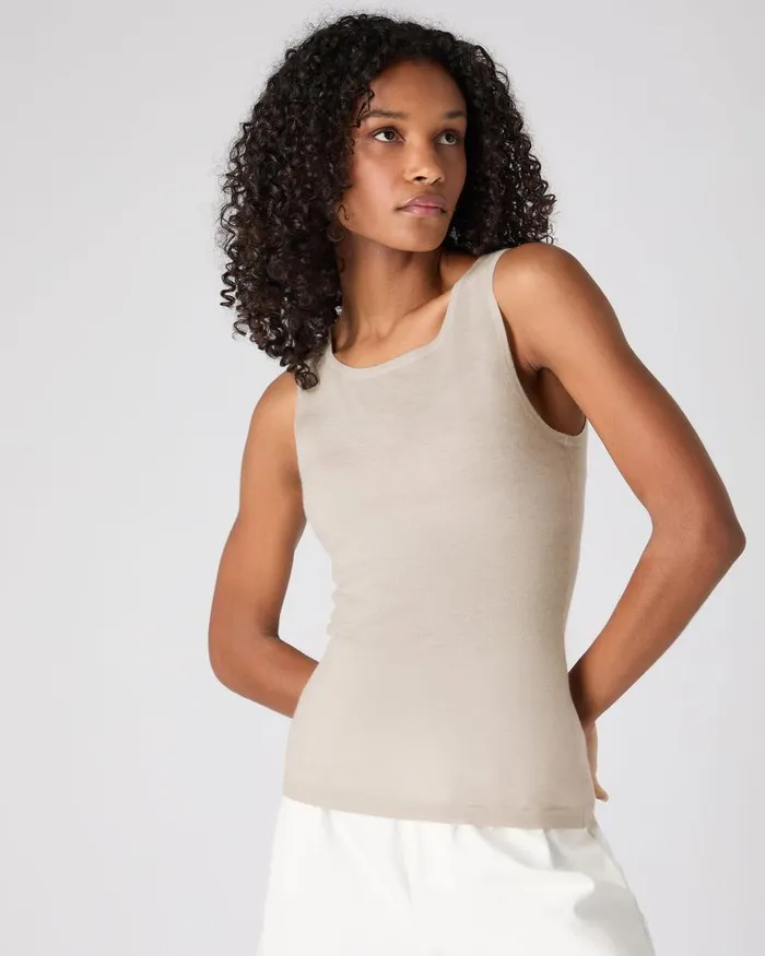 NPeal Tops and Tshirts Women Ella Superfine Cashmere Shell Top Sandstone Brown