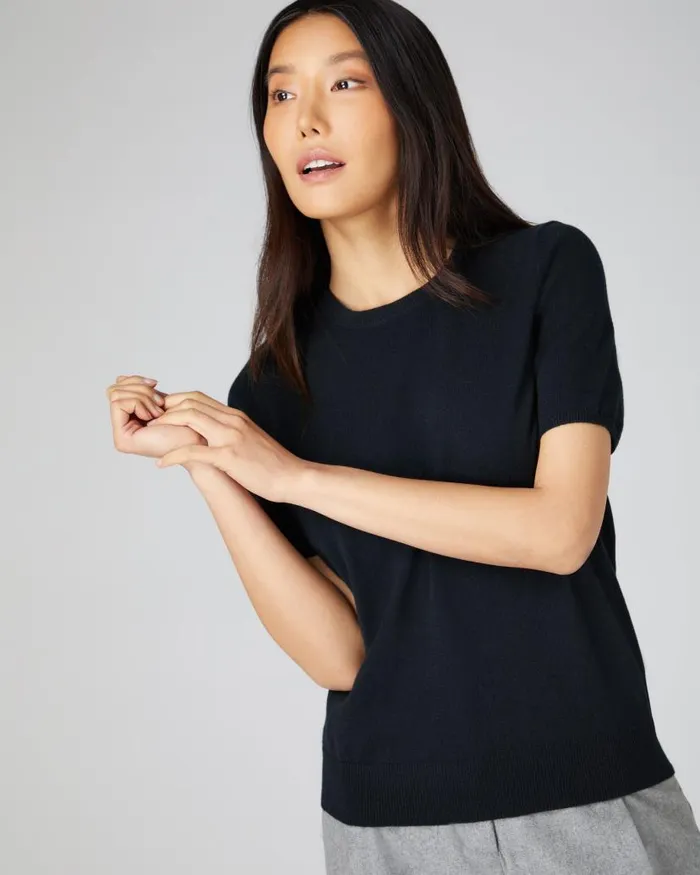 NPeal Tops and Tshirts Women Milly Classic Cashmere TShirt Black