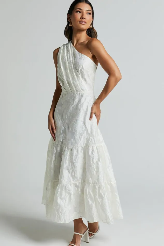 Nadette Midi Dress 8211 One Shoulder Pleated Tiered Dress In White Women Showpo Dresses Nadette Midi Dress 8211 One Shoulder Pleated Tiered Dress In White Women Showpo Dresses