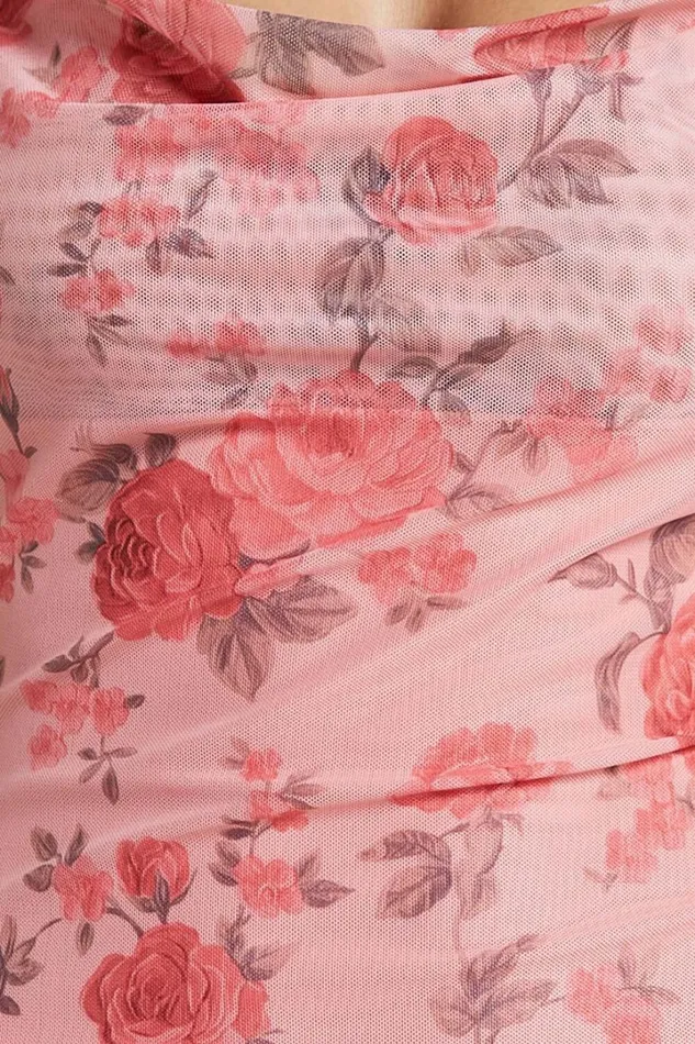 Nadine Maxi Dress 8211 Cowl Neck Low Back Mesh Slip Dress In Pink Floral Women Showpo Dresses