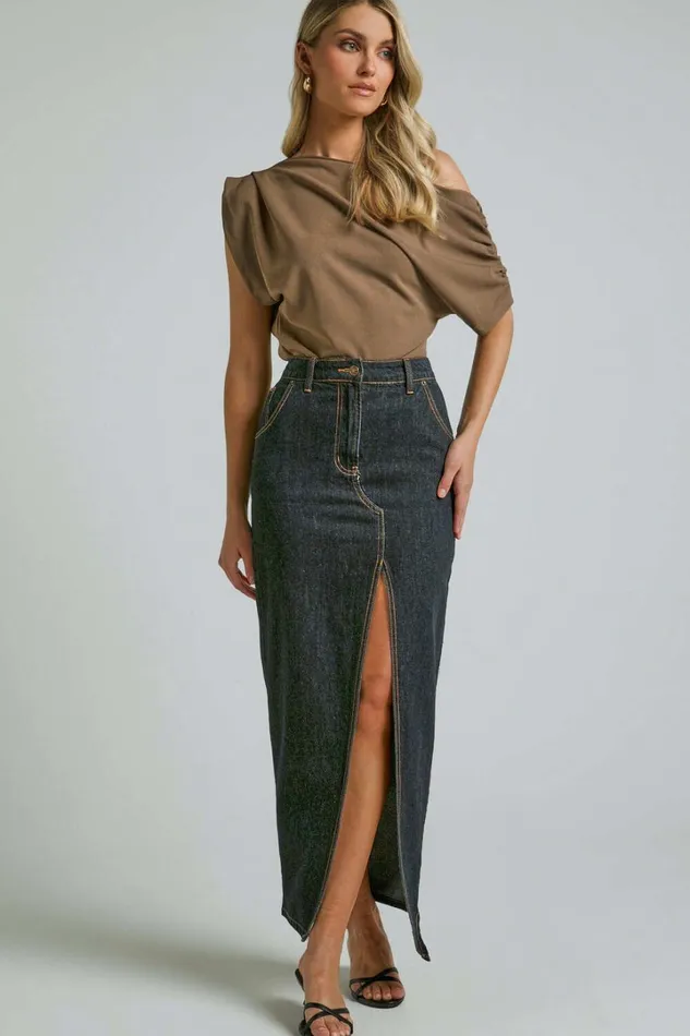 Nalfie Top 8211 Asymmetrical Top In Mocha Women Showpo Tops