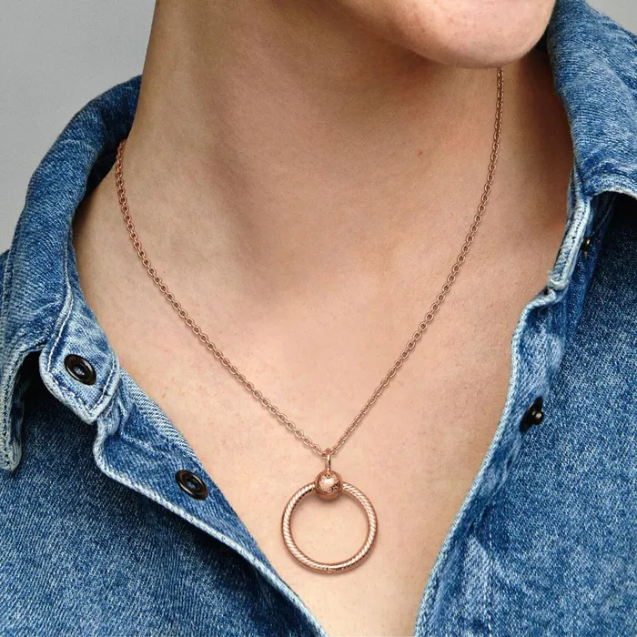 Necklace Pendants Women Pandora Online Moments Small O Pendant Rose Gold Plated