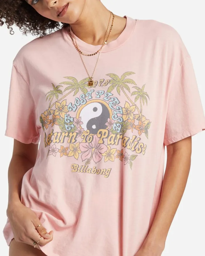 Never Lost TShirt Light Sorbet Women Billabong Graphic Tees and Tanks