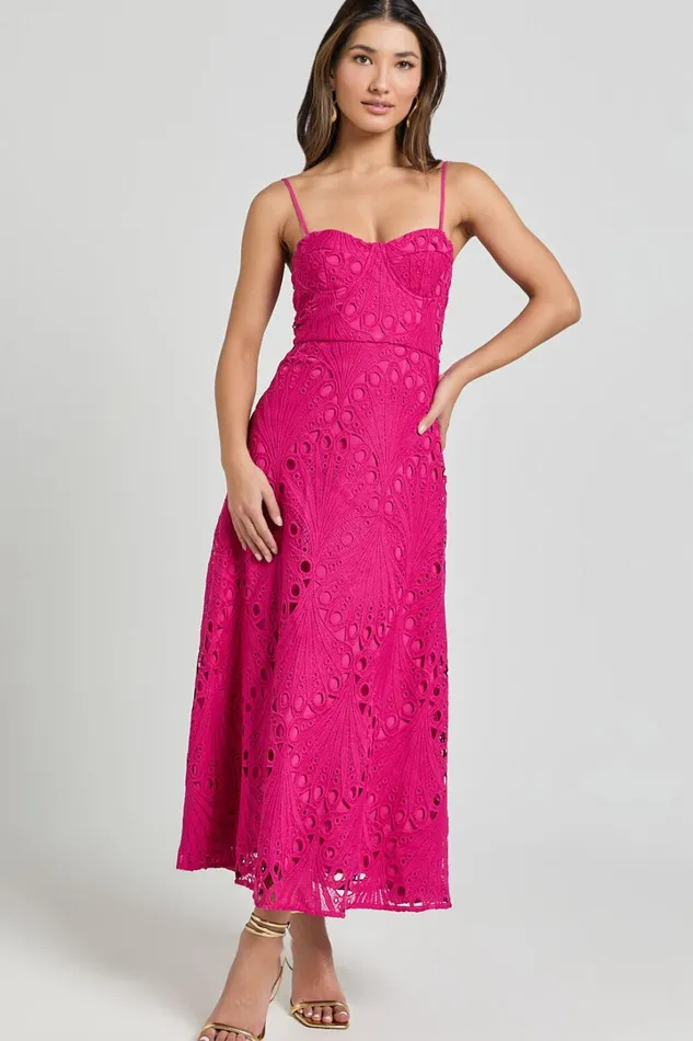 Nikka Midi Dress 8211 Sweetheart Bustier Lace Dress In Pink Women Showpo Dresses