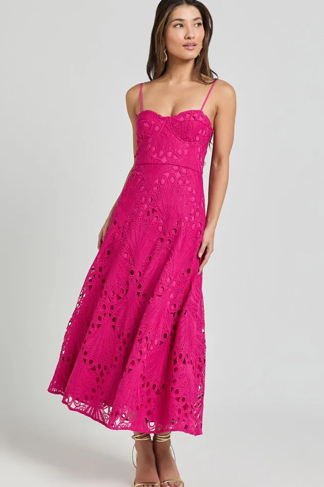 Nikka Midi Dress 8211 Sweetheart Bustier Lace Dress In Pink Women Showpo Dresses