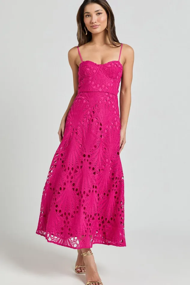 Nikka Midi Dress 8211 Sweetheart Bustier Lace Dress In Pink Women Showpo Dresses
