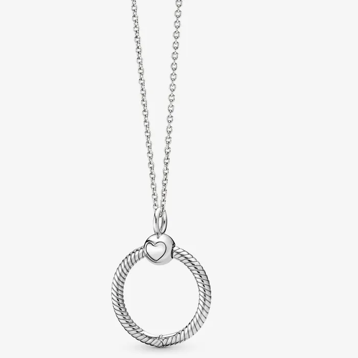 O Pendants Women Pandora Online Moments Small O Pendant Necklace With Long Cable Chain Necklace